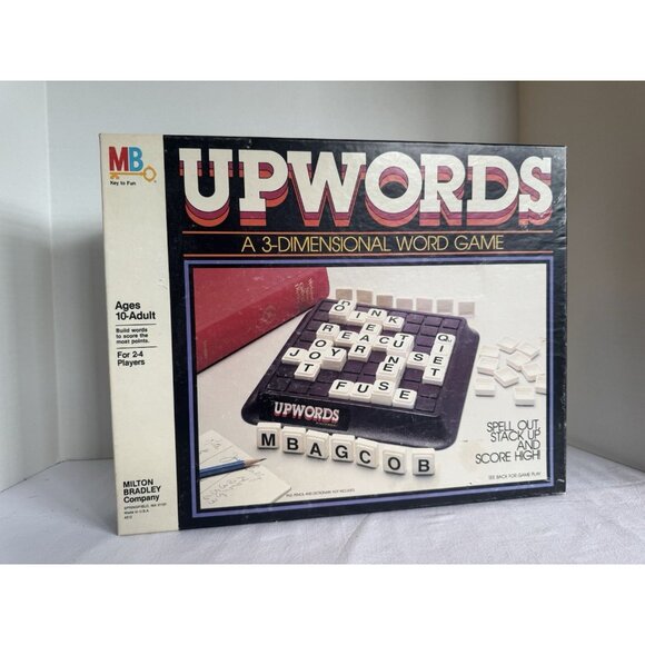 Vintage 1983 Upwords 3 Dimensional Word Board Game - Milton Bradley - Complete - Picture 1 of 3